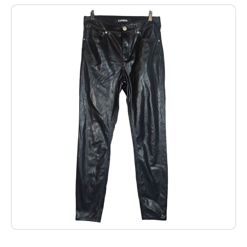 Express Black Faux Leather High Rise Ankle Legging - Size 0 Regular